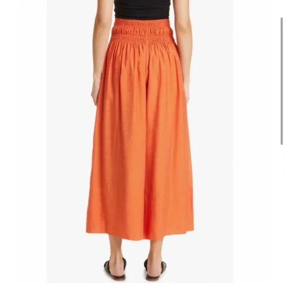 VINCE Burnt Orchid Smocked Waist Cotton Culottes - Picture 2 of 7